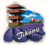Hűtőmágnes nagy poliszton ( Tihany kilátó, levendula mező, Tihany felirat )