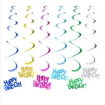 Happy Birthday spirál dekoráció ( 6db/csomag )