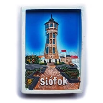 Hűtőmágnes nagy poliszton ( Siófok, víztorony, város látkép )