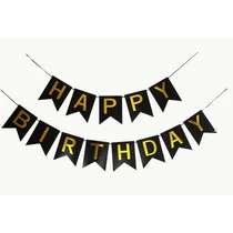 Happy Birthday füzér 3 féle  (fekete, fehér, sárga vegyesen) 2 m
