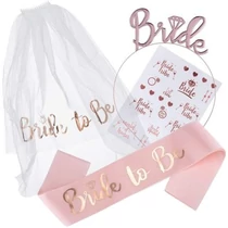 &quot;Bride to be&quot; szett 4 részes  (fátyol, tetoválás, fejpánt, vállszalag)