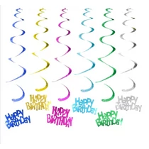 Happy Birthday spirál dekoráció ( 6db/csomag )