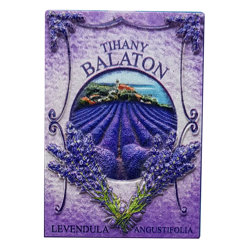 Hűtőmágnes nagy poliszton ( Tihany, Balaton, Levendula Angustifolia ) 