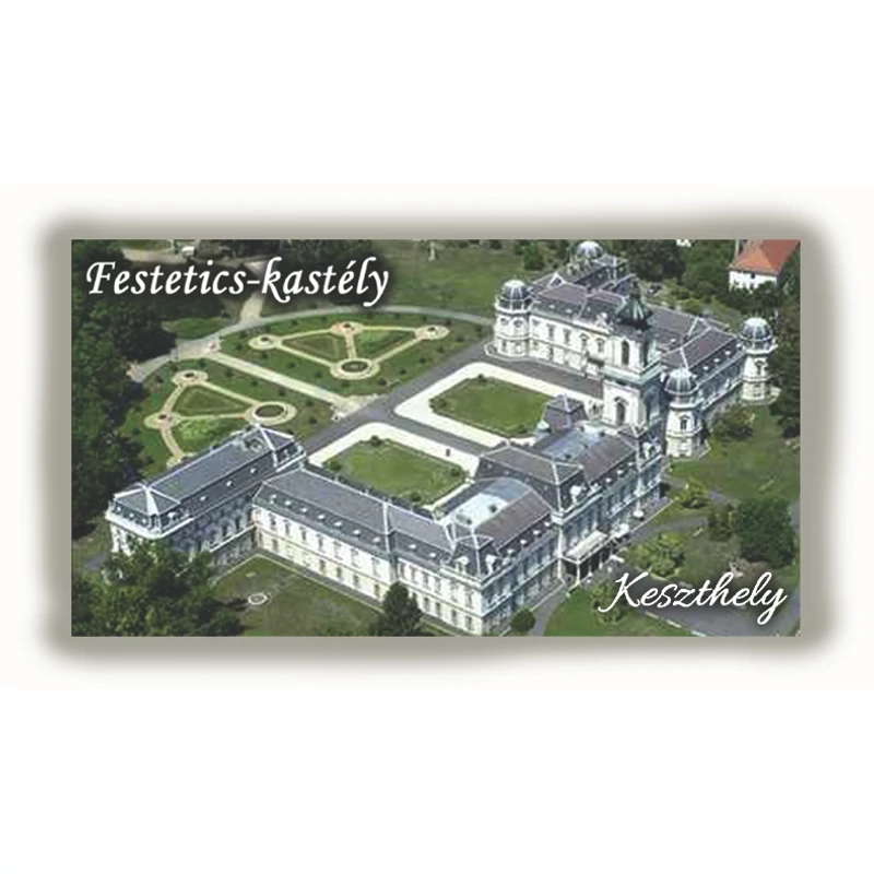 Hűtőmágnes nagy poliszton ( Keszthely, Festetics kastély felülről, fekvő )