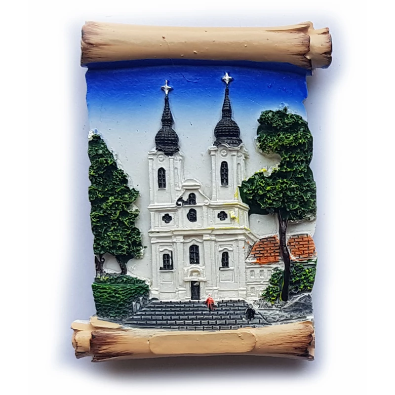 Hűtőmágnes nagy poliszton ( Tihanyi Apátság / pergamen )