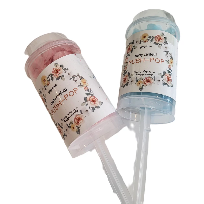 Babaváró party push - pop szóró ( rózsaszín, kék konfettivel )