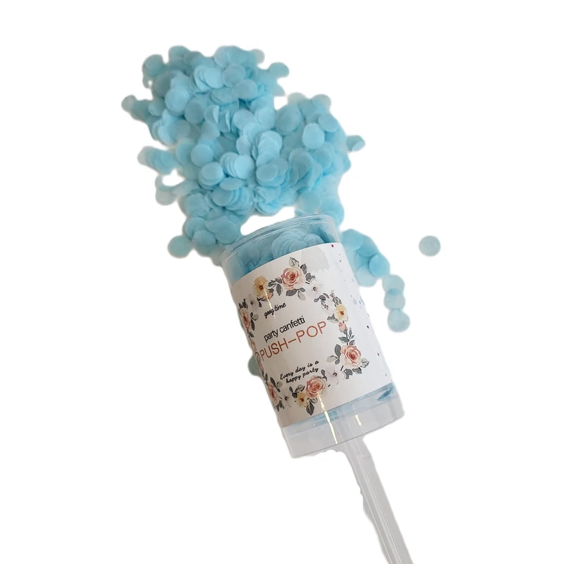 Babaváró party push - pop szóró ( rózsaszín, kék konfettivel )