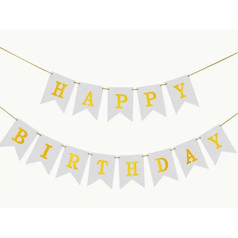 Happy Birthday füzér 3 féle  (fekete, fehér, sárga vegyesen) 2 m