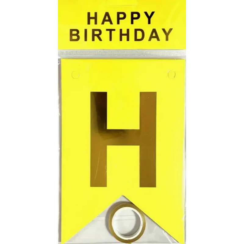 Happy Birthday füzér 3 féle  (fekete, fehér, sárga vegyesen) 2 m