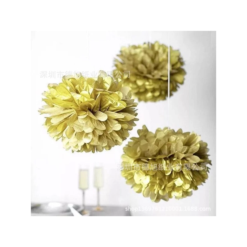 Arany, ezüst papír pom-pom 30 cm 