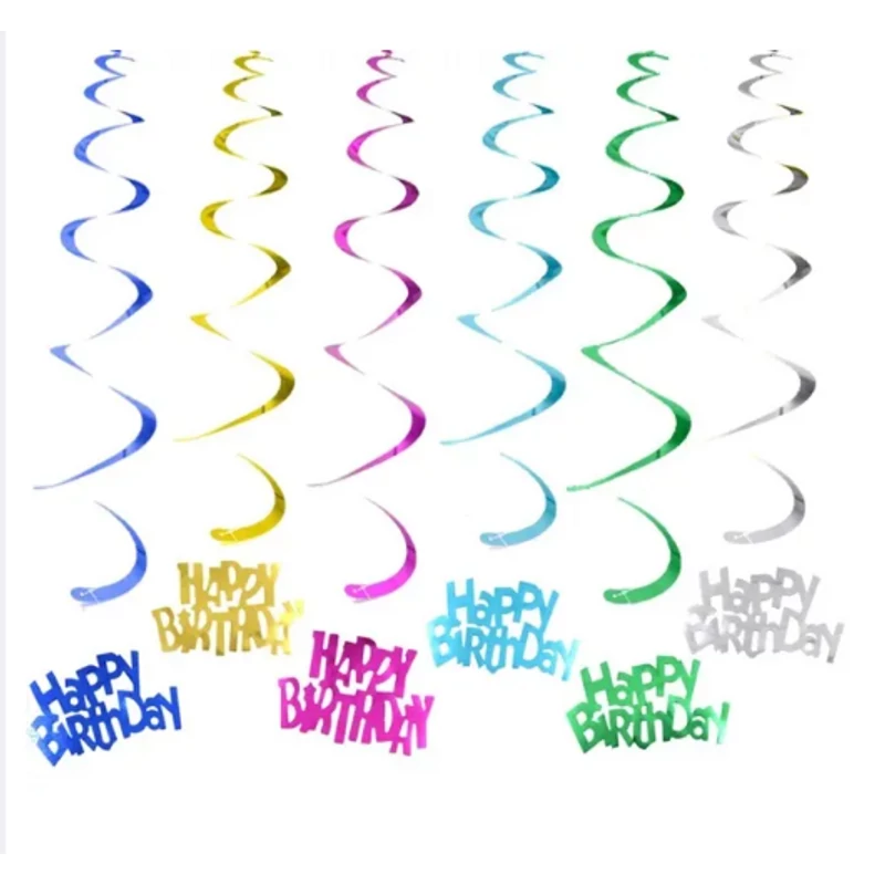 Happy Birthday spirál dekoráció ( 6db/csomag )