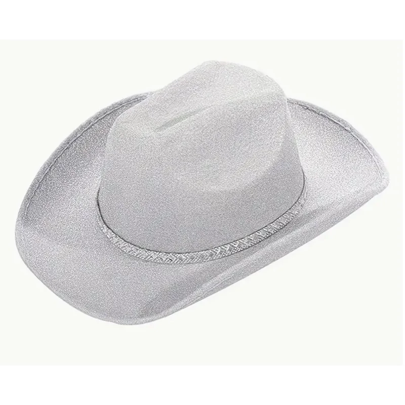 Zsinóros cowboy kalap ( fekete, ezüst, púder rózsaszín )